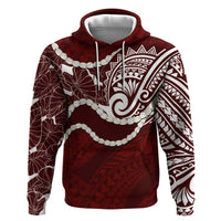 Aloha Hawaii Kalo Pikake Lei Hoodie Chest Tattoo Oxblood Hawaiian Pattern