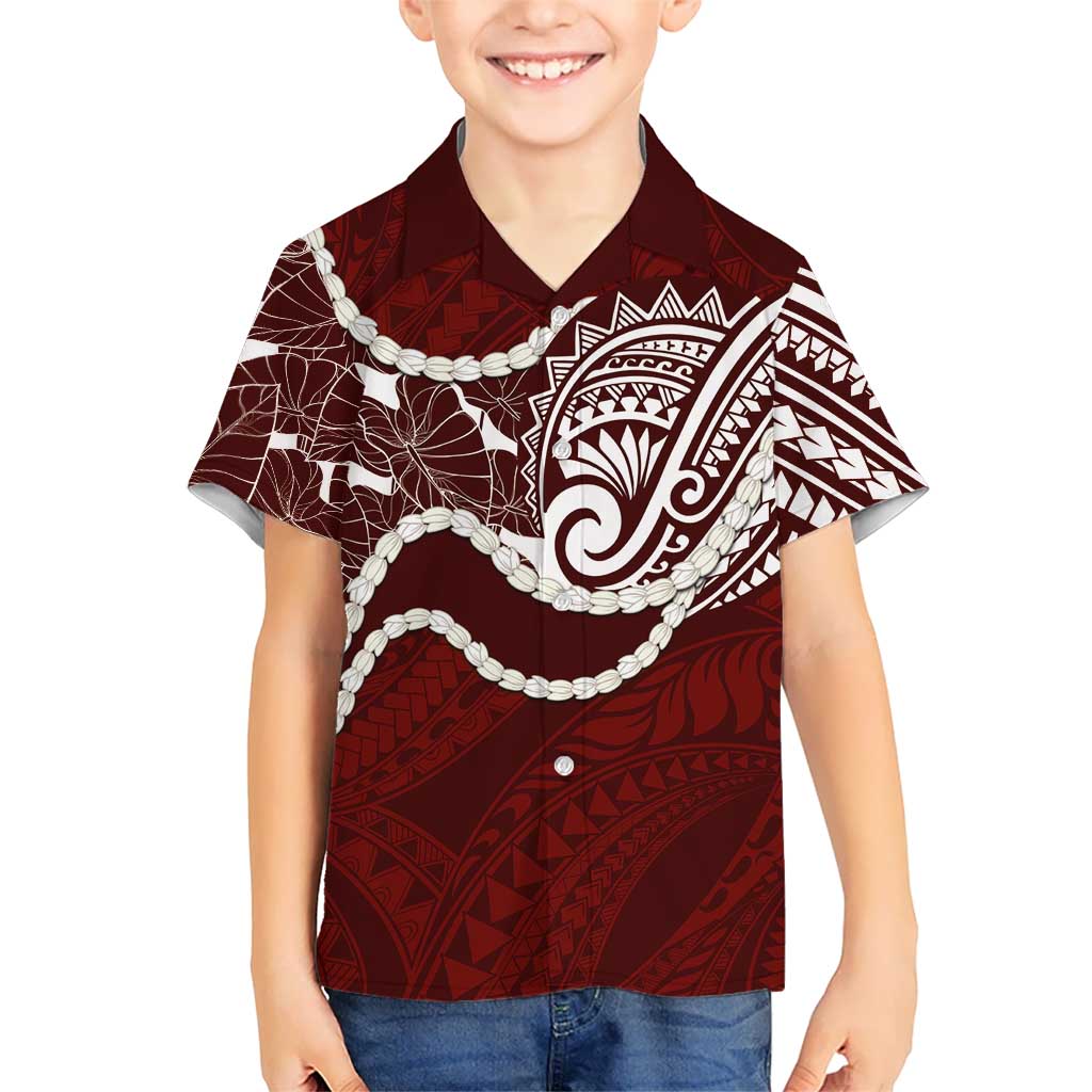 Aloha Hawaii Kalo Pikake Lei Kid Hawaiian Shirt Chest Tattoo Oxblood Hawaiian Pattern