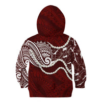 Aloha Hawaii Kalo Pikake Lei Kid Hoodie Chest Tattoo Oxblood Hawaiian Pattern