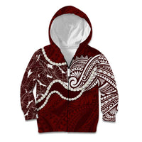 Aloha Hawaii Kalo Pikake Lei Kid Hoodie Chest Tattoo Oxblood Hawaiian Pattern