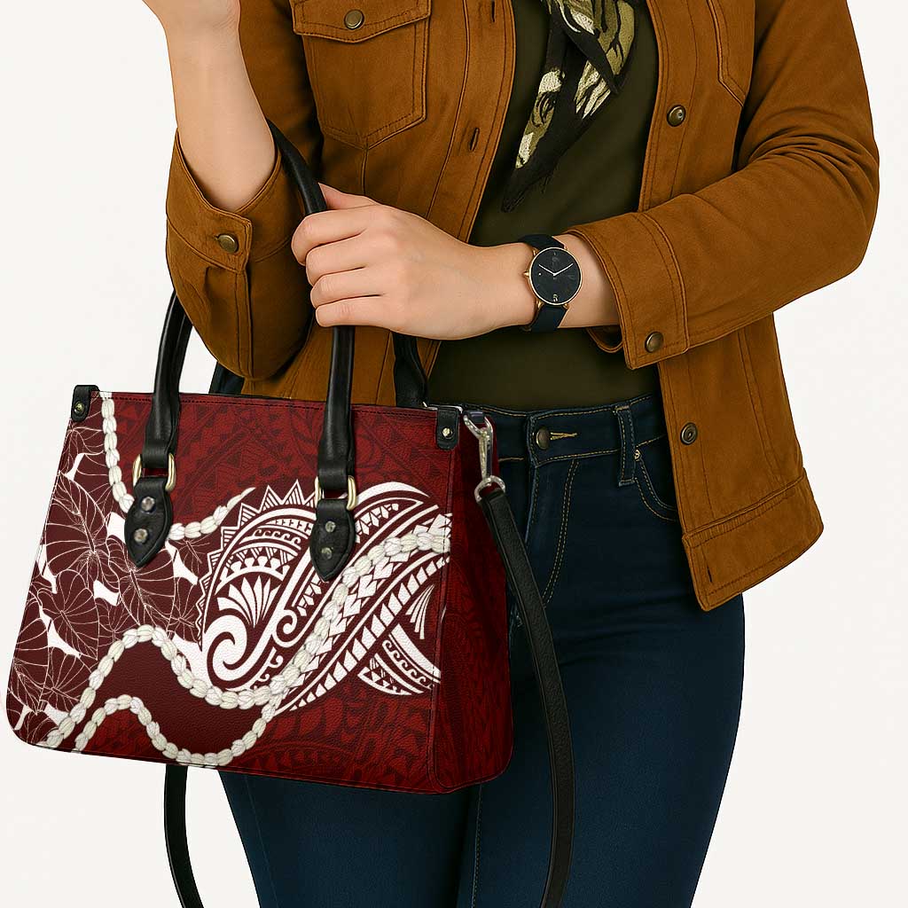 Aloha Hawaii Kalo Pikake Lei Leather Bag Chest Tattoo Oxblood Hawaiian Pattern