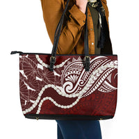 Aloha Hawaii Kalo Pikake Lei Leather Tote Bag Chest Tattoo Oxblood Hawaiian Pattern