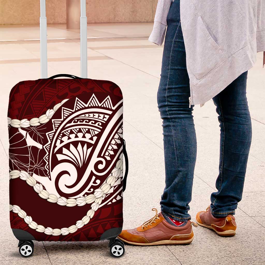 Aloha Hawaii Kalo Pikake Lei Luggage Cover Chest Tattoo Oxblood Hawaiian Pattern