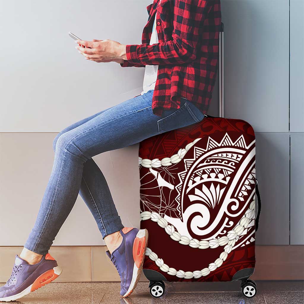 Aloha Hawaii Kalo Pikake Lei Luggage Cover Chest Tattoo Oxblood Hawaiian Pattern