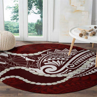 Aloha Hawaii Kalo Pikake Lei Round Carpet Chest Tattoo Oxblood Hawaiian Pattern