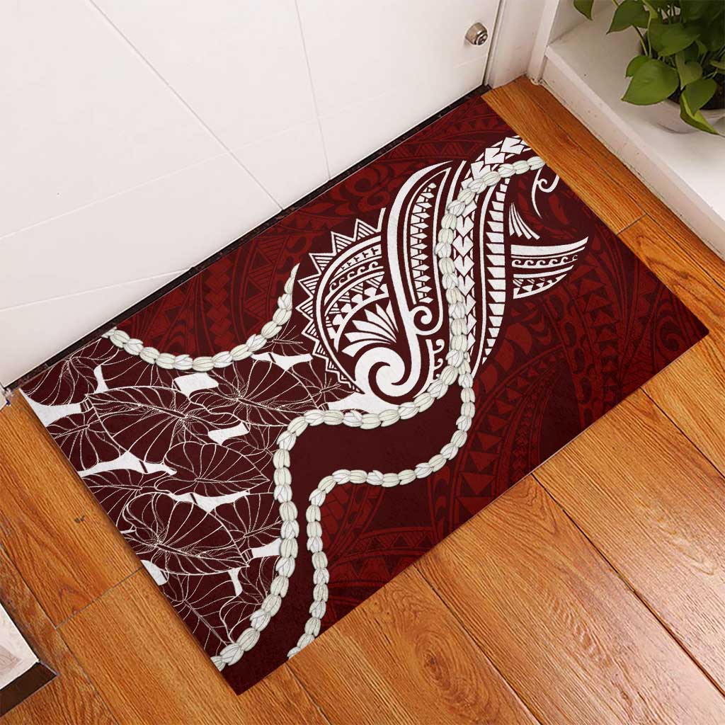 Aloha Hawaii Kalo Pikake Lei Rubber Doormat Chest Tattoo Oxblood Hawaiian Pattern
