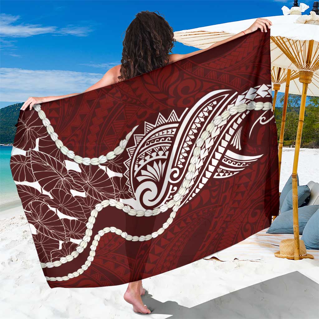 Aloha Hawaii Kalo Pikake Lei Sarong Chest Tattoo Oxblood Hawaiian Pattern