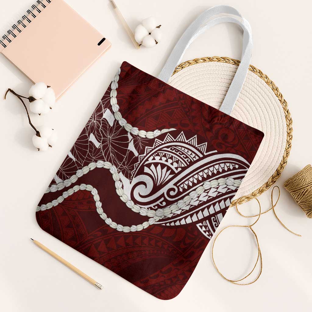 Aloha Hawaii Kalo Pikake Lei Tote Bag Chest Tattoo Oxblood Hawaiian Pattern