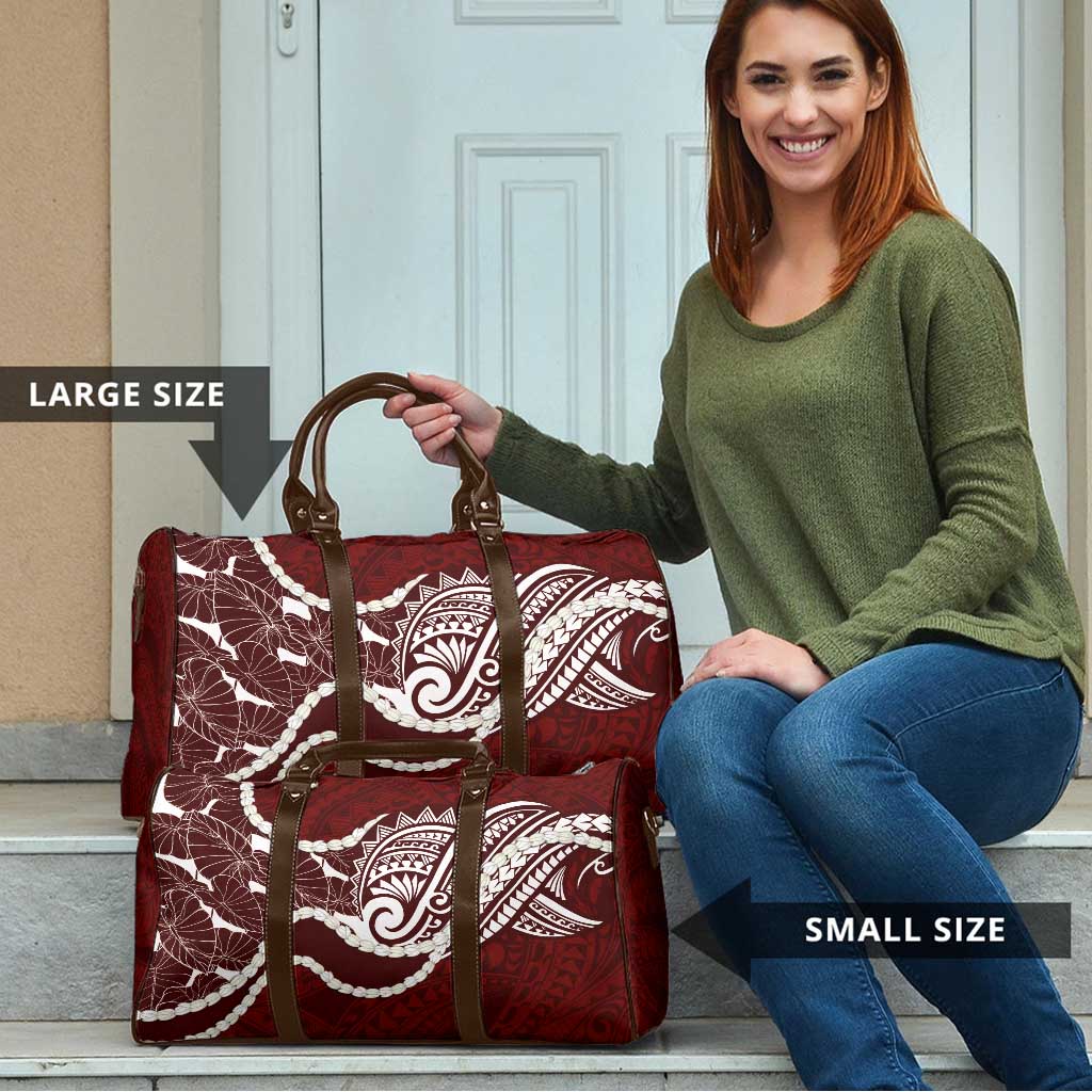 Aloha Hawaii Kalo Pikake Lei Travel Bag Chest Tattoo Oxblood Hawaiian Pattern