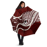 Aloha Hawaii Kalo Pikake Lei Umbrella Chest Tattoo Oxblood Hawaiian Pattern LT14 - Polynesian Pride