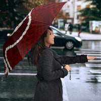 Aloha Hawaii Kalo Pikake Lei Umbrella Chest Tattoo Oxblood Hawaiian Pattern LT14 - Polynesian Pride