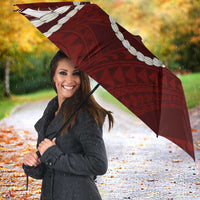 Aloha Hawaii Kalo Pikake Lei Umbrella Chest Tattoo Oxblood Hawaiian Pattern LT14 - Polynesian Pride