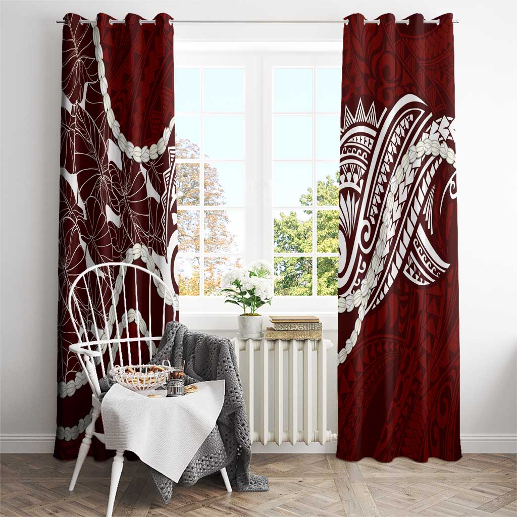 Aloha Hawaii Kalo Pikake Lei Window Curtain Chest Tattoo Oxblood Hawaiian Pattern