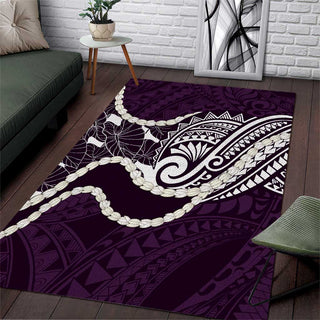 Aloha Hawaii Kalo Pikake Lei Area Rug Chest Tattoo Purple Hawaiian Pattern LT14 - S / 36 x 60 inches / Purple