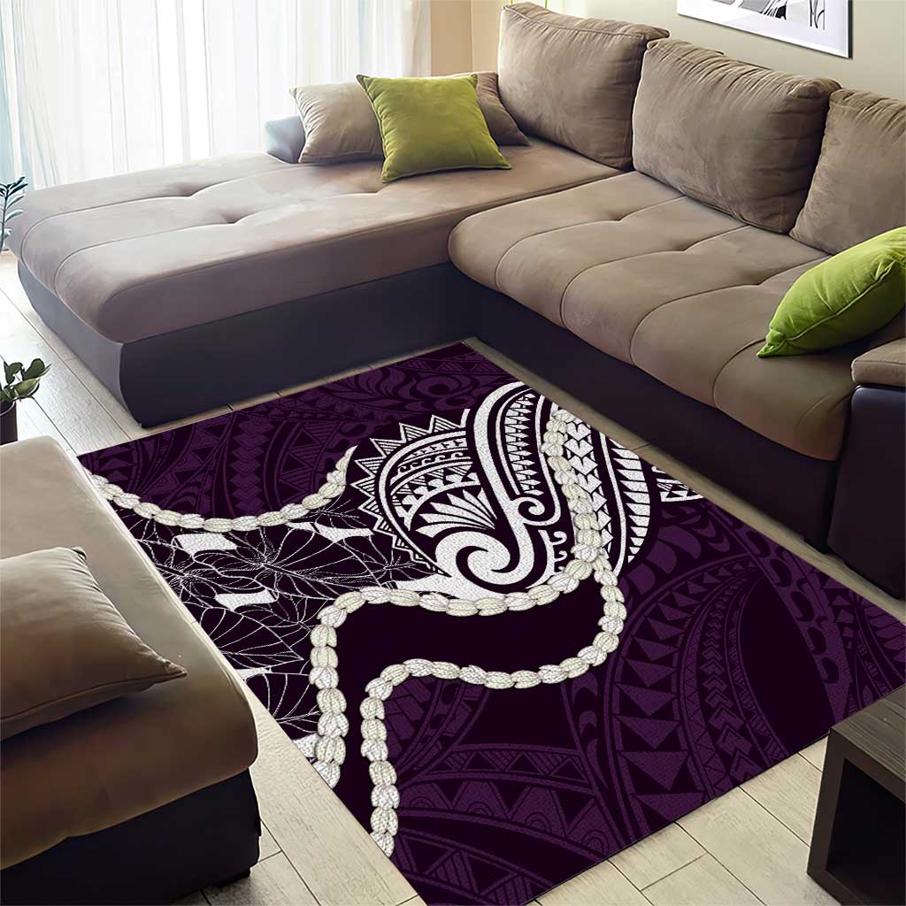 Aloha Hawaii Kalo Pikake Lei Area Rug Chest Tattoo Purple Hawaiian Pattern
