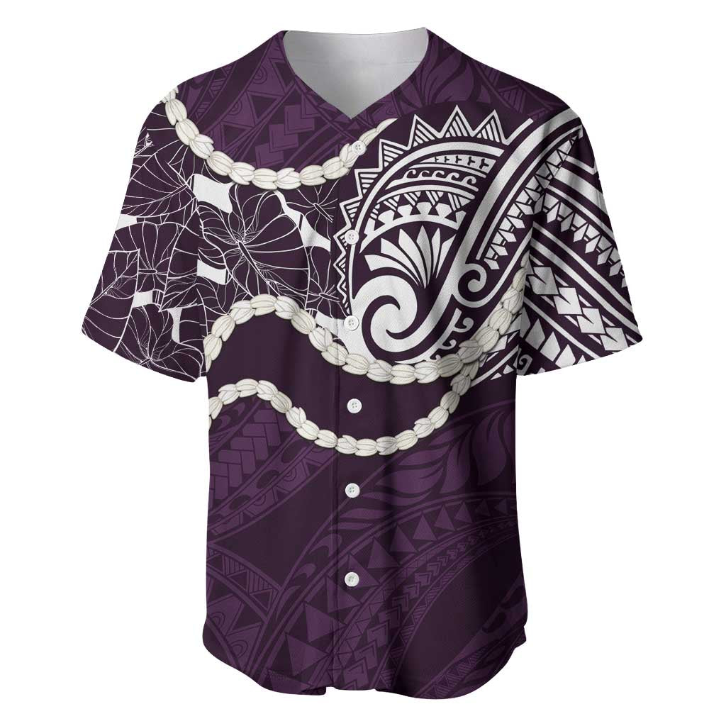 Aloha Hawaii Kalo Pikake Lei Baseball Jersey Chest Tattoo Purple Hawaiian Pattern