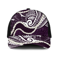 Aloha Hawaii Kalo Pikake Lei Baseball Net Cap Chest Tattoo Purple Hawaiian Pattern