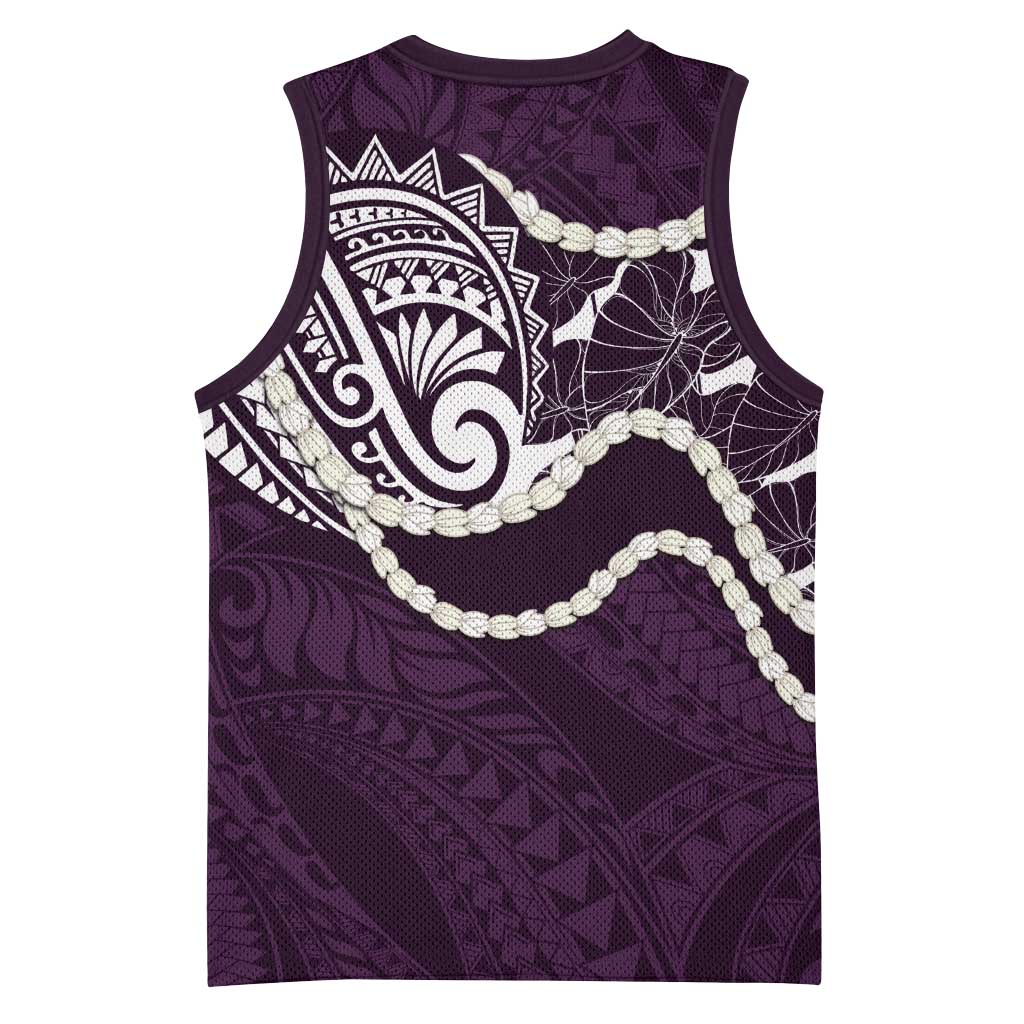Aloha Hawaii Kalo Pikake Lei Basketball Jersey Chest Tattoo Purple Hawaiian Pattern