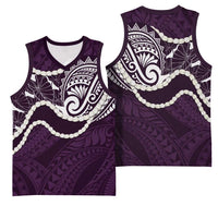 Aloha Hawaii Kalo Pikake Lei Basketball Jersey Chest Tattoo Purple Hawaiian Pattern