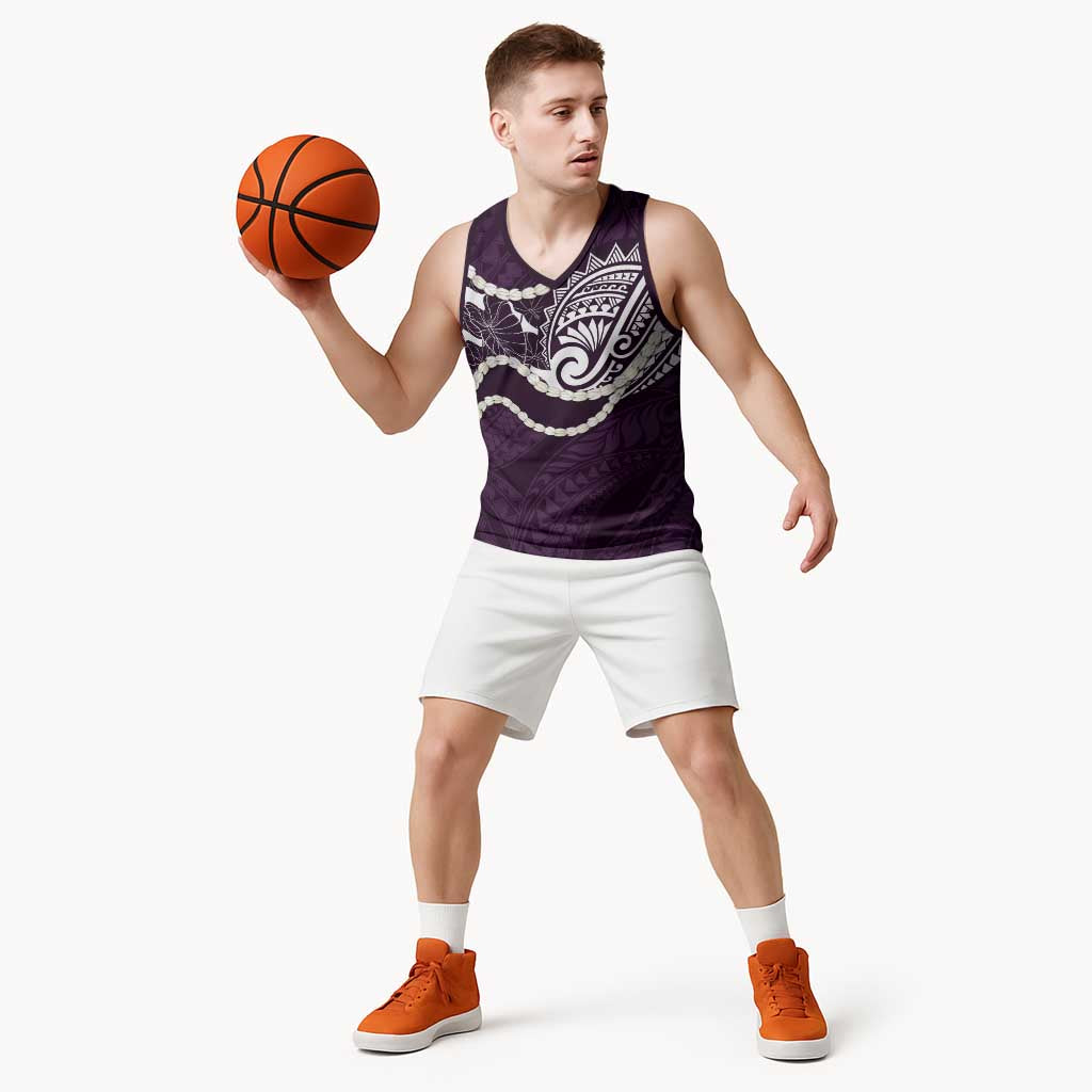 Aloha Hawaii Kalo Pikake Lei Basketball Jersey Chest Tattoo Purple Hawaiian Pattern