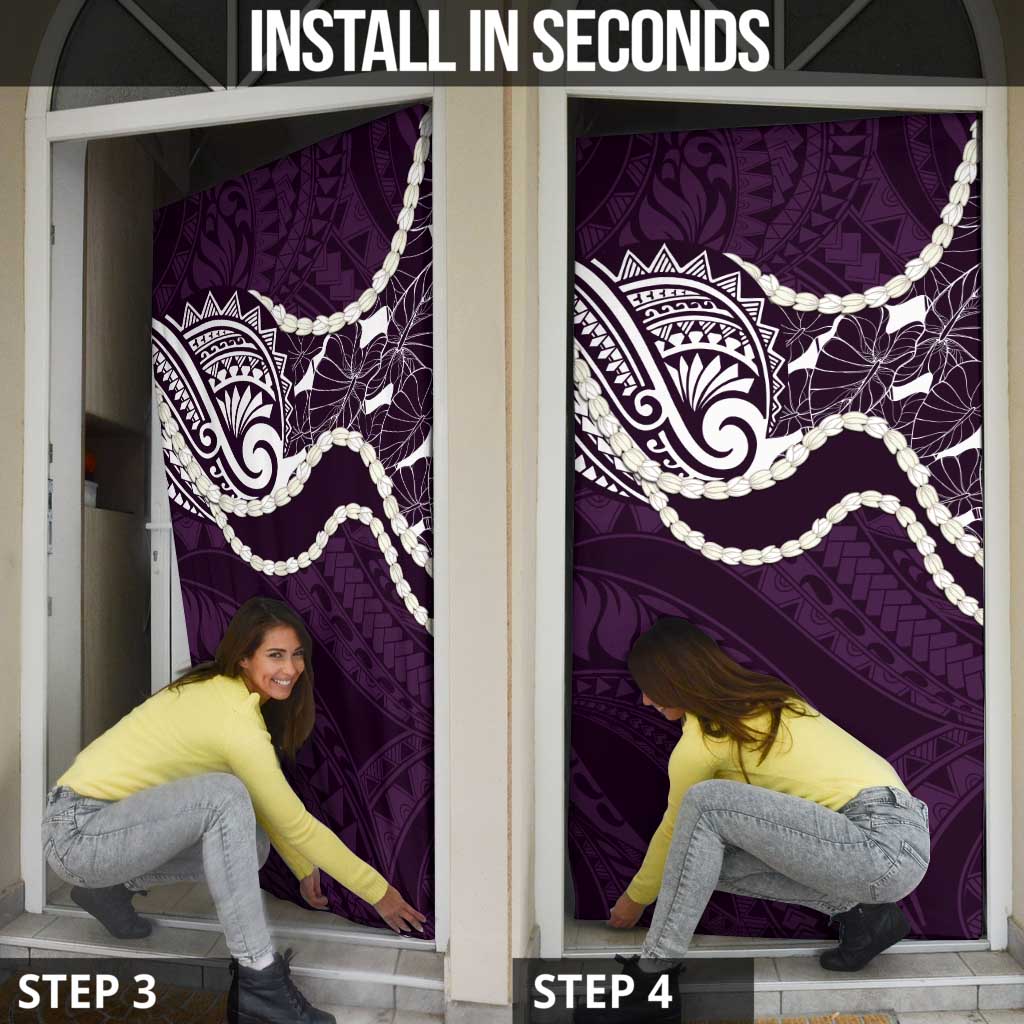 Aloha Hawaii Kalo Pikake Lei Door Cover Chest Tattoo Purple Hawaiian Pattern