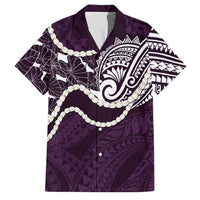 Aloha Hawaii Kalo Pikake Lei Family Matching Mermaid Dress and Hawaiian Shirt Chest Tattoo Purple Hawaiian Pattern LT14 Dad's Shirt - Short Sleeve Purple - Polynesian Pride