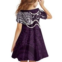 Aloha Hawaii Kalo Pikake Lei Family Matching Off The Shoulder Long Sleeve Dress and Hawaiian Shirt Chest Tattoo Purple Hawaiian Pattern LT14 - Polynesian Pride