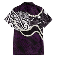 Aloha Hawaii Kalo Pikake Lei Family Matching Summer Maxi Dress and Hawaiian Shirt Chest Tattoo Purple Hawaiian Pattern LT14 - Polynesian Pride