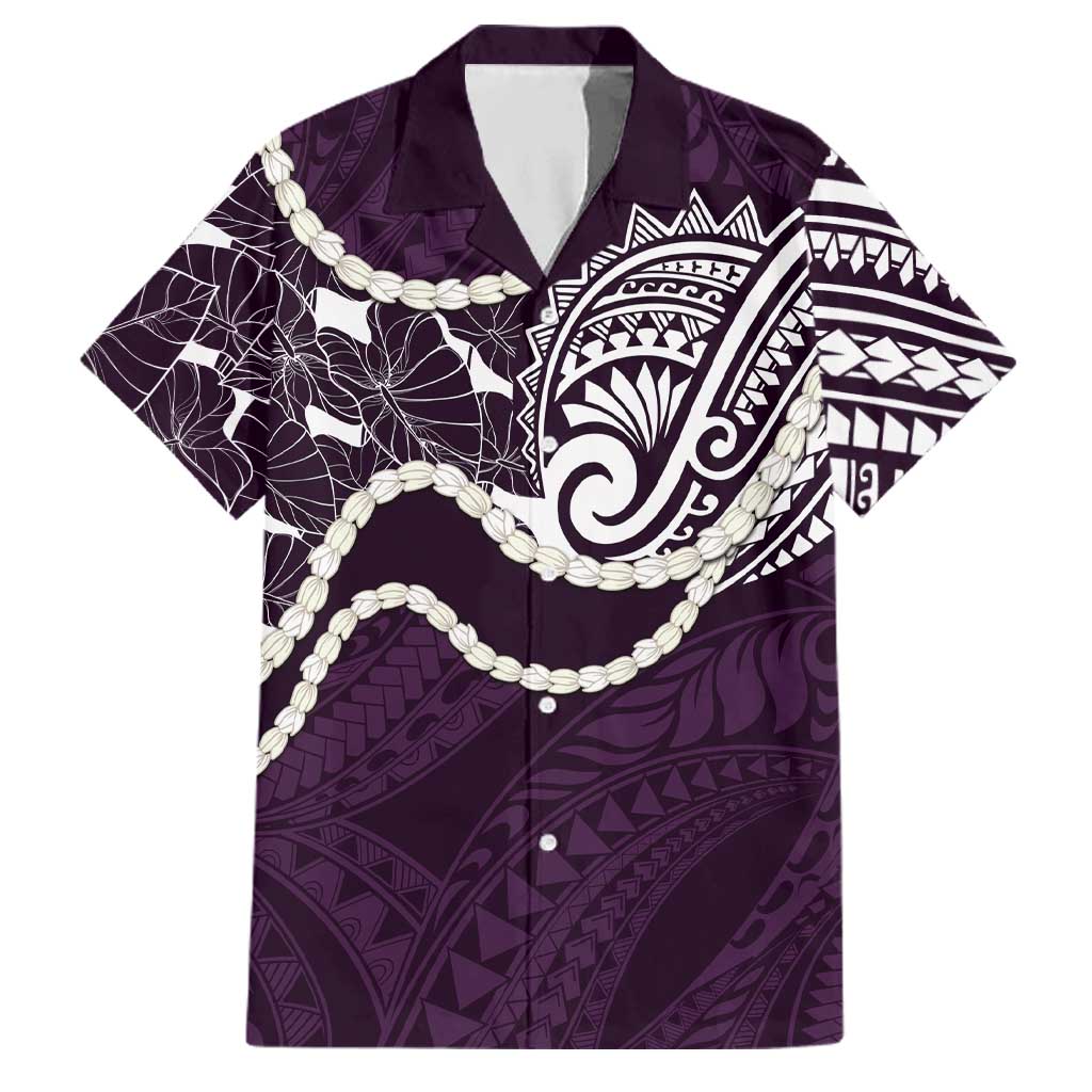 Aloha Hawaii Kalo Pikake Lei Family Matching Tank Maxi Dress and Hawaiian Shirt Chest Tattoo Purple Hawaiian Pattern LT14 Dad's Shirt - Short Sleeve Purple - Polynesian Pride