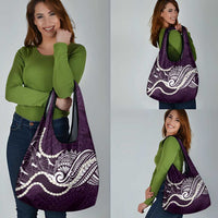 Aloha Hawaii Kalo Pikake Lei Grocery Bag Chest Tattoo Purple Hawaiian Pattern