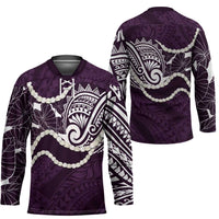 Aloha Hawaii Kalo Pikake Lei Hockey Jersey Chest Tattoo Purple Hawaiian Pattern