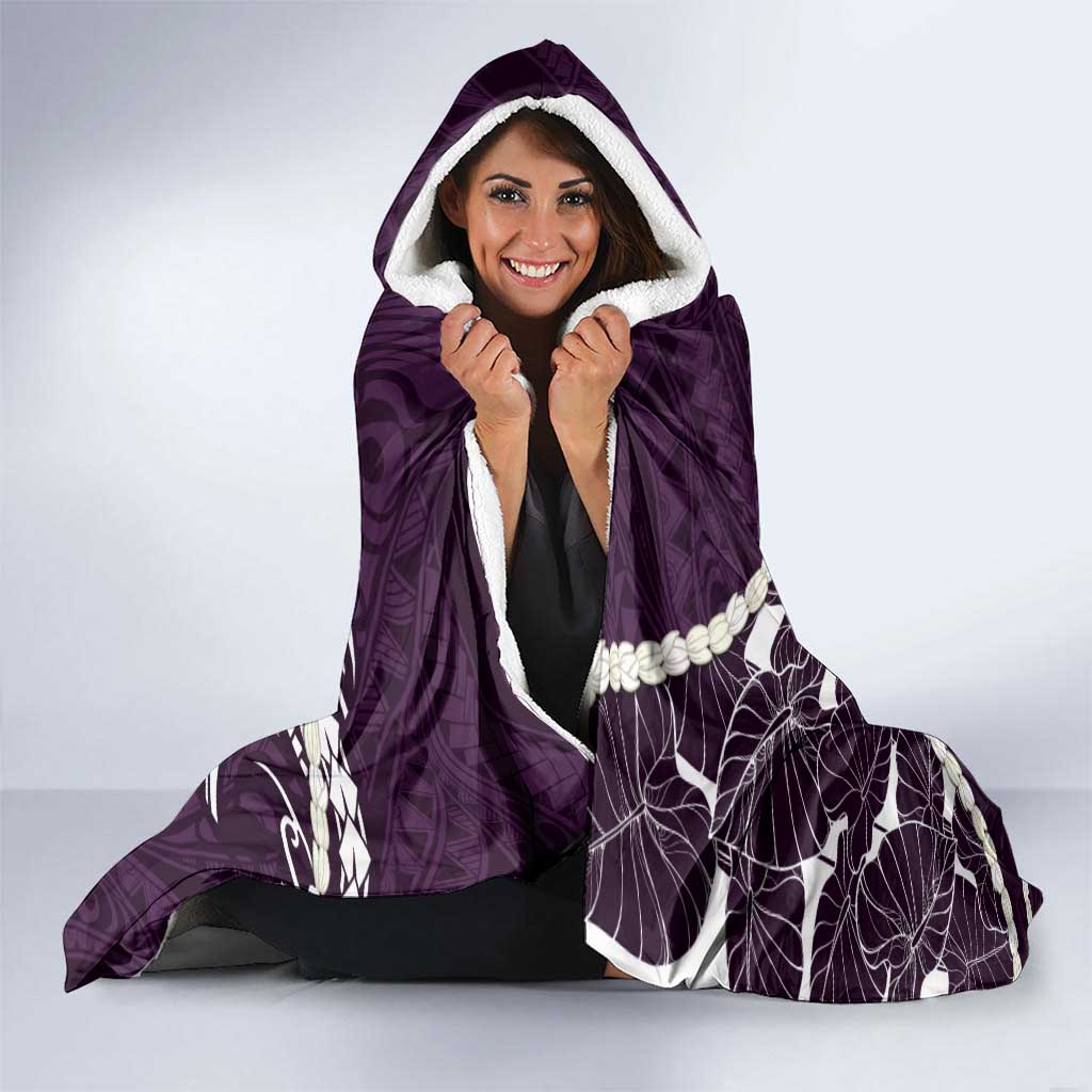 Aloha Hawaii Kalo Pikake Lei Hooded Blanket Chest Tattoo Purple Hawaiian Pattern