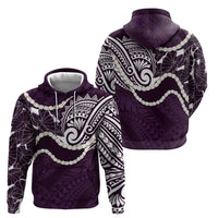 Aloha Hawaii Kalo Pikake Lei Hoodie Chest Tattoo Purple Hawaiian Pattern