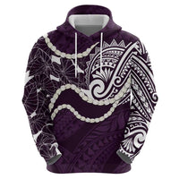 Aloha Hawaii Kalo Pikake Lei Hoodie Chest Tattoo Purple Hawaiian Pattern