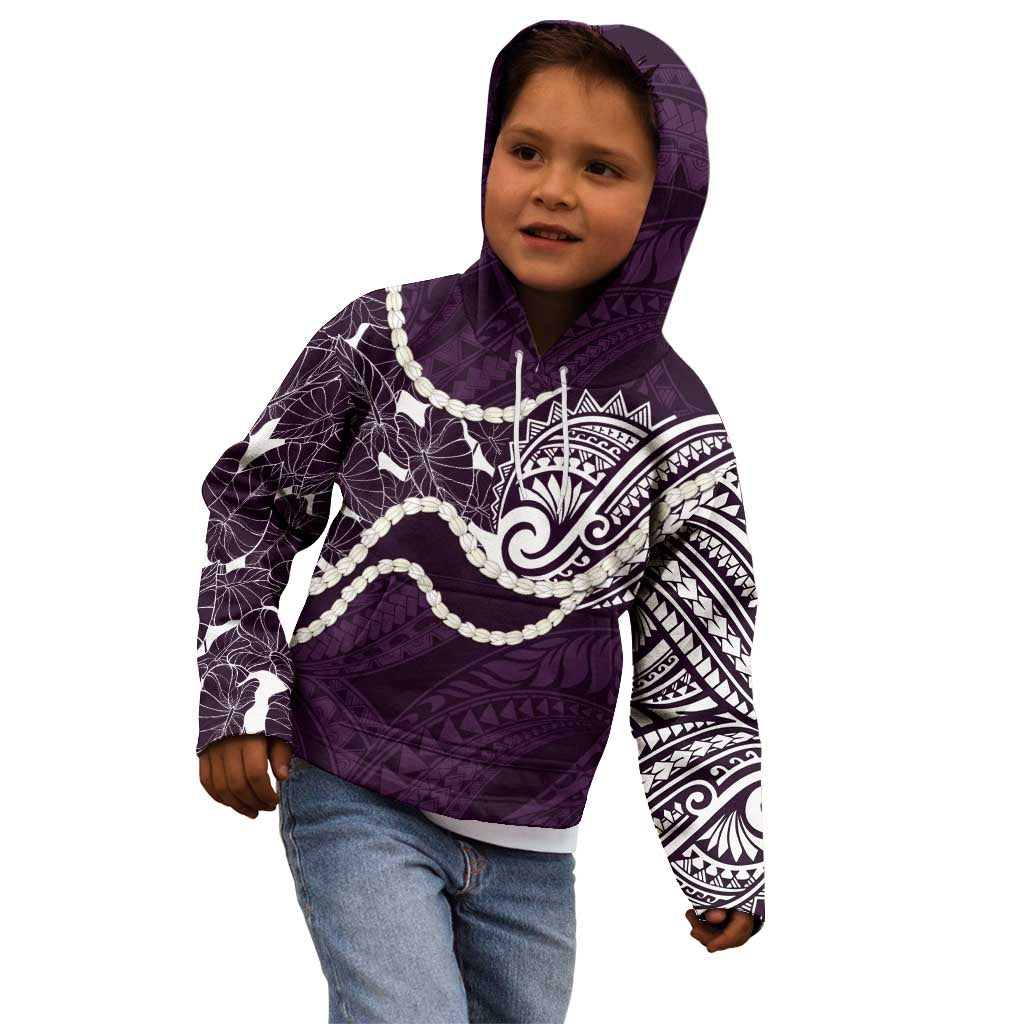 Aloha Hawaii Kalo Pikake Lei Kid Hoodie Chest Tattoo Purple Hawaiian Pattern