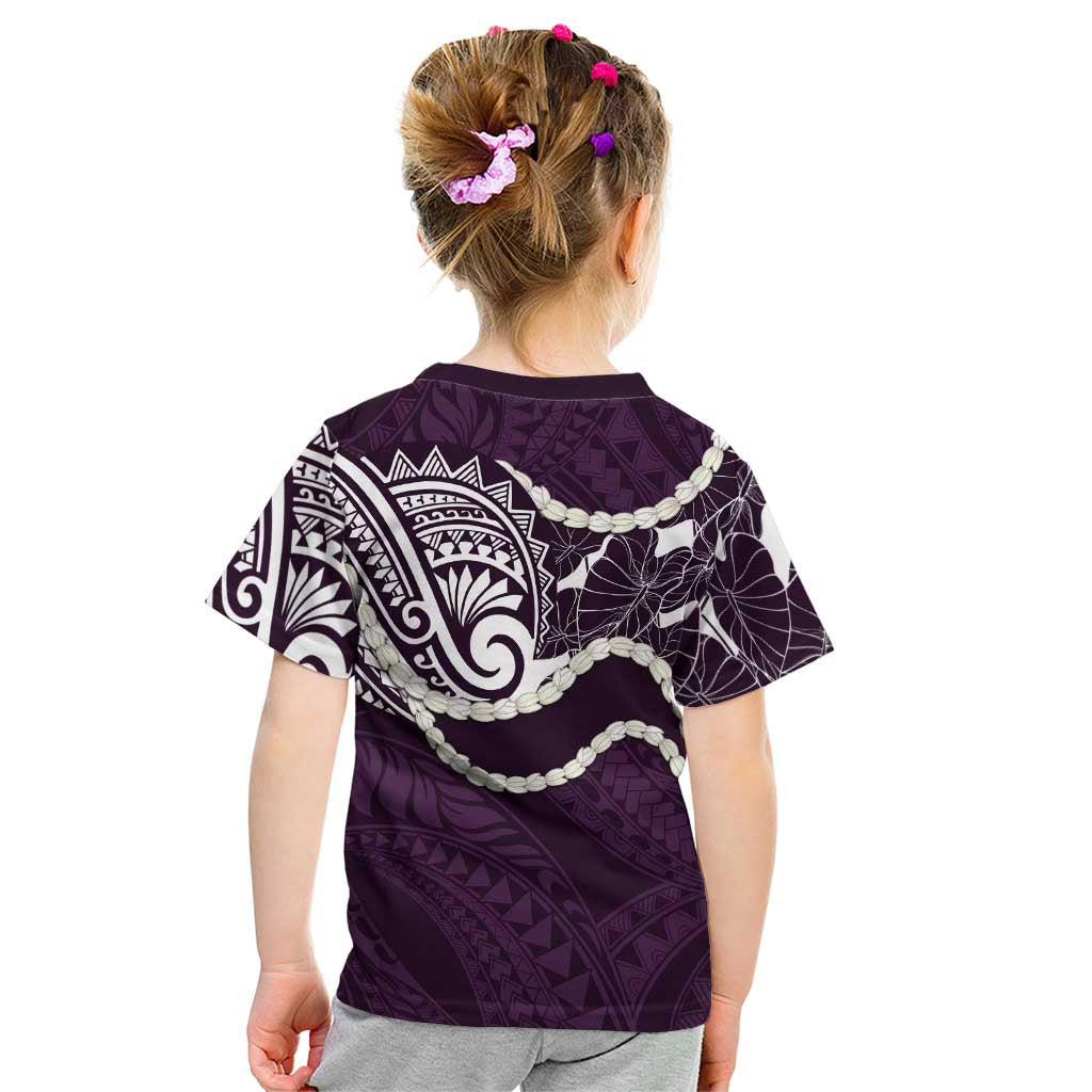 Aloha Hawaii Kalo Pikake Lei Kid T Shirt Chest Tattoo Purple Hawaiian Pattern