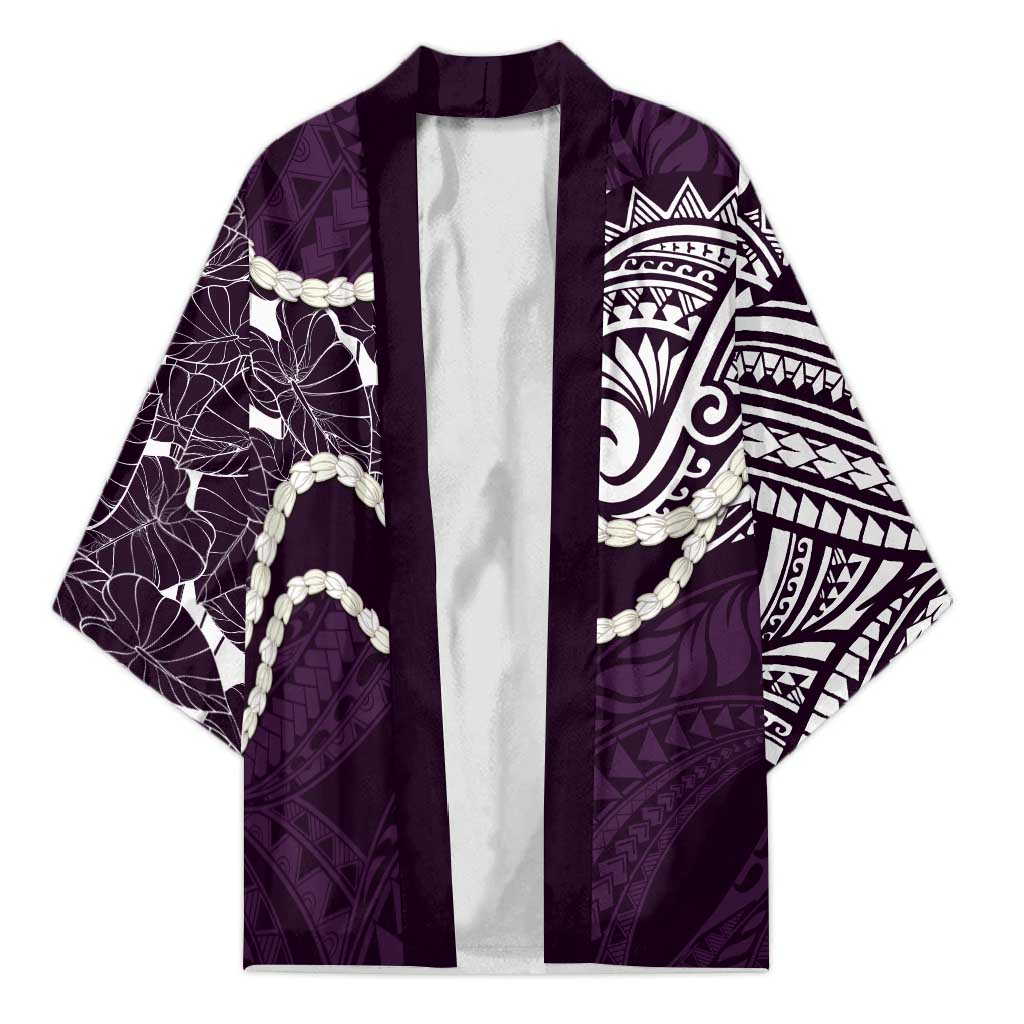 Aloha Hawaii Kalo Pikake Lei Kimono Chest Tattoo Purple Hawaiian Pattern