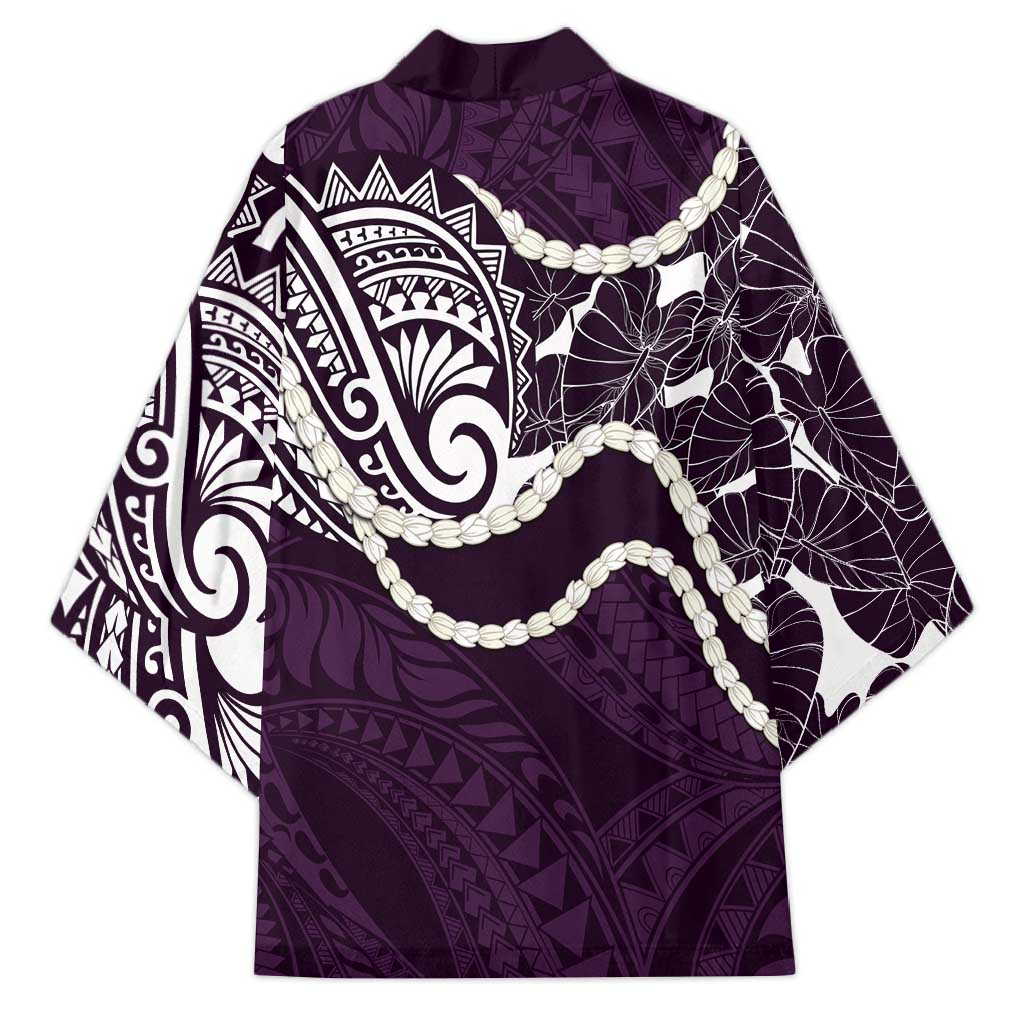 Aloha Hawaii Kalo Pikake Lei Kimono Chest Tattoo Purple Hawaiian Pattern