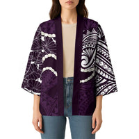 Aloha Hawaii Kalo Pikake Lei Kimono Chest Tattoo Purple Hawaiian Pattern