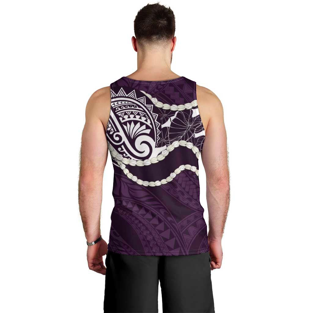 Aloha Hawaii Kalo Pikake Lei Men Tank Top Chest Tattoo Purple Hawaiian Pattern