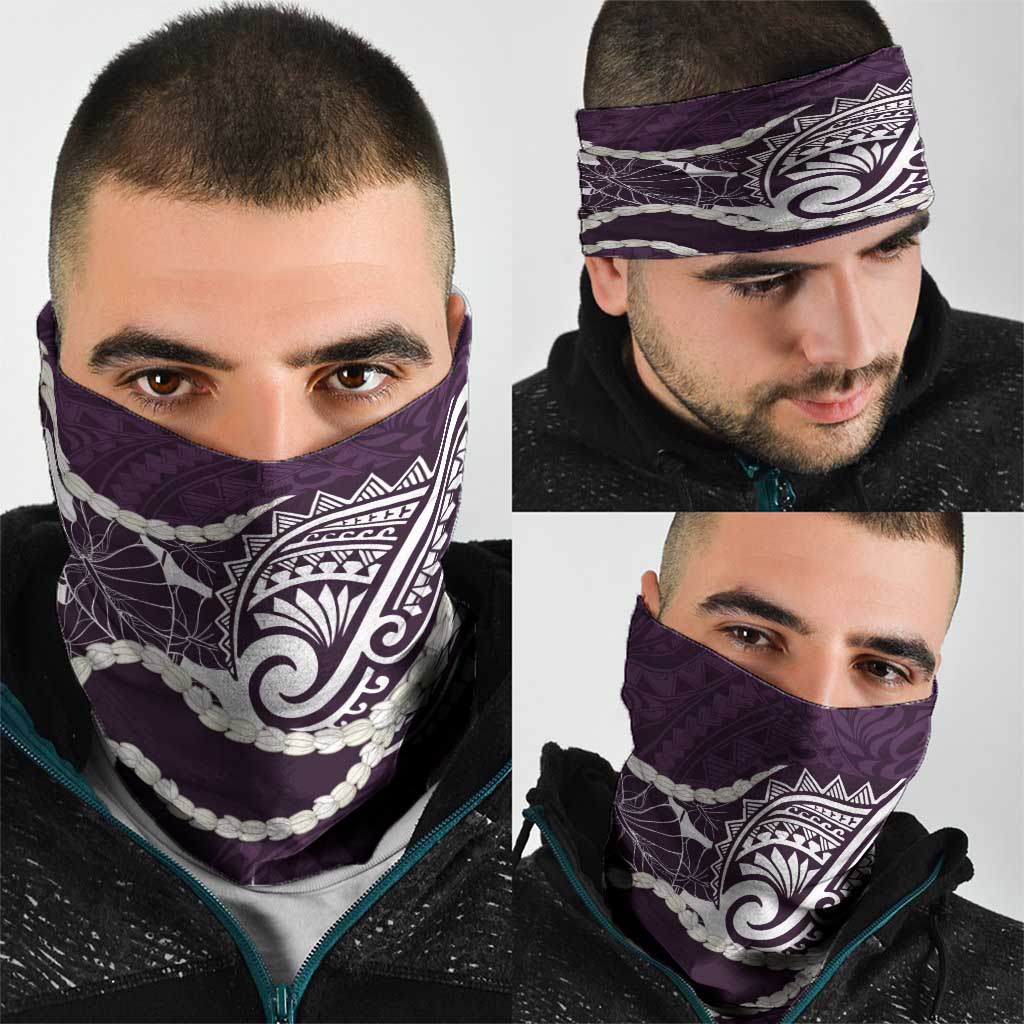 Aloha Hawaii Kalo Pikake Lei Neck Gaiter Chest Tattoo Purple Hawaiian Pattern