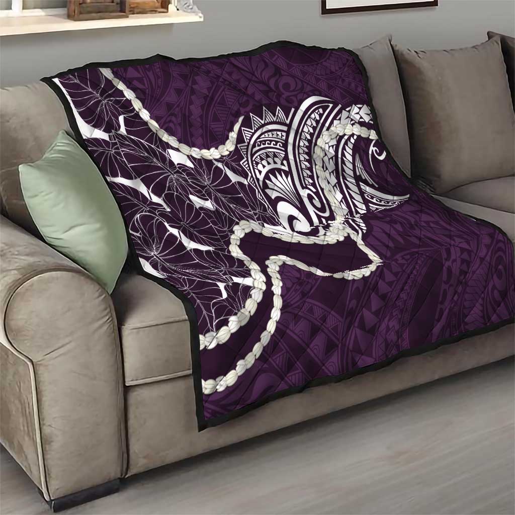 Aloha Hawaii Kalo Pikake Lei Quilt Chest Tattoo Purple Hawaiian Pattern