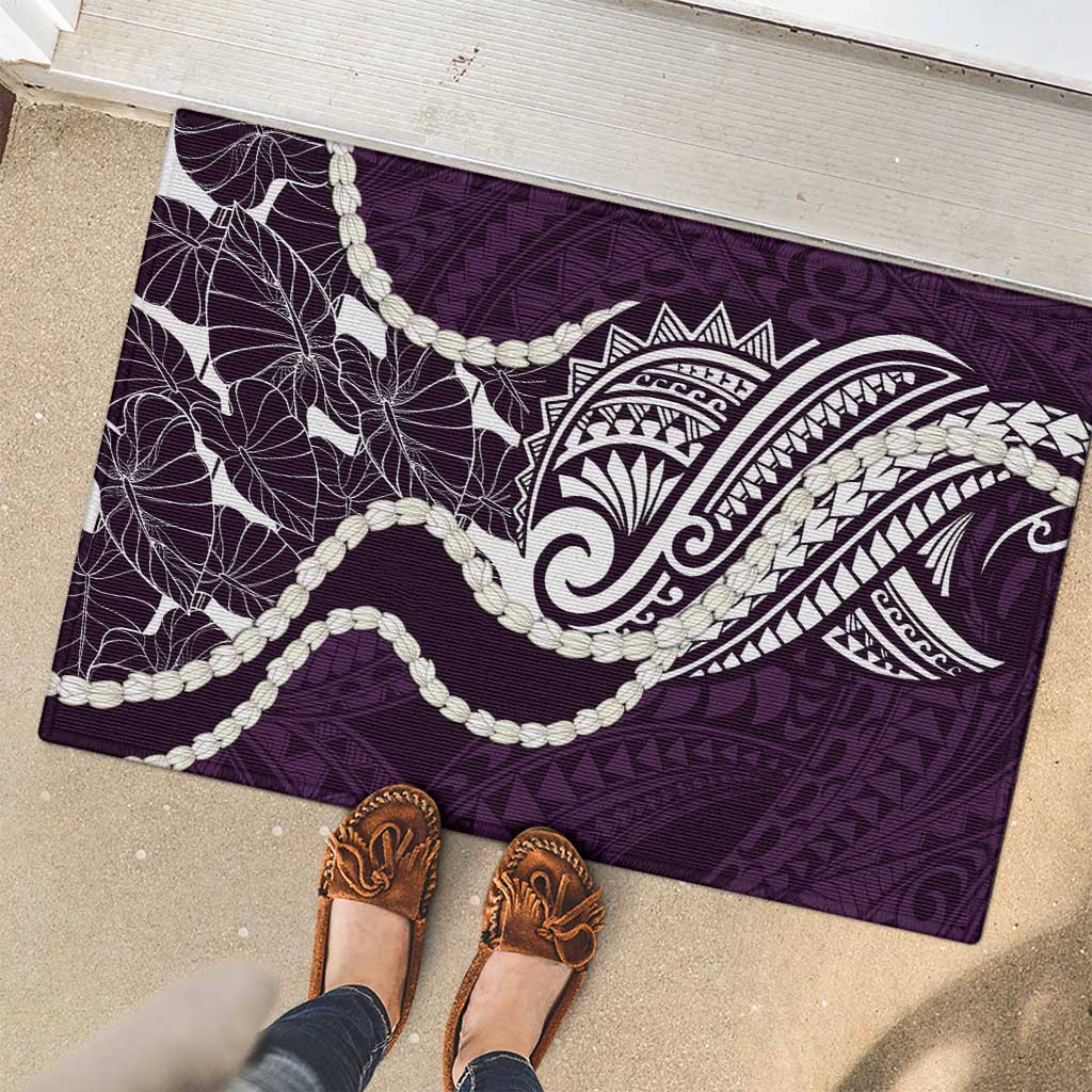 Aloha Hawaii Kalo Pikake Lei Rubber Doormat Chest Tattoo Purple Hawaiian Pattern