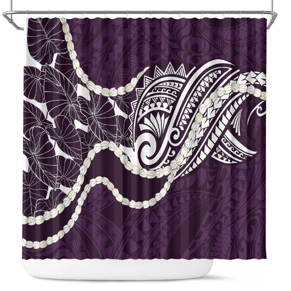 Aloha Hawaii Kalo Pikake Lei Shower Curtain Chest Tattoo Purple Hawaiian Pattern