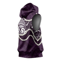 Aloha Hawaii Kalo Pikake Lei Sleeveless Hoodie Chest Tattoo Purple Hawaiian Pattern