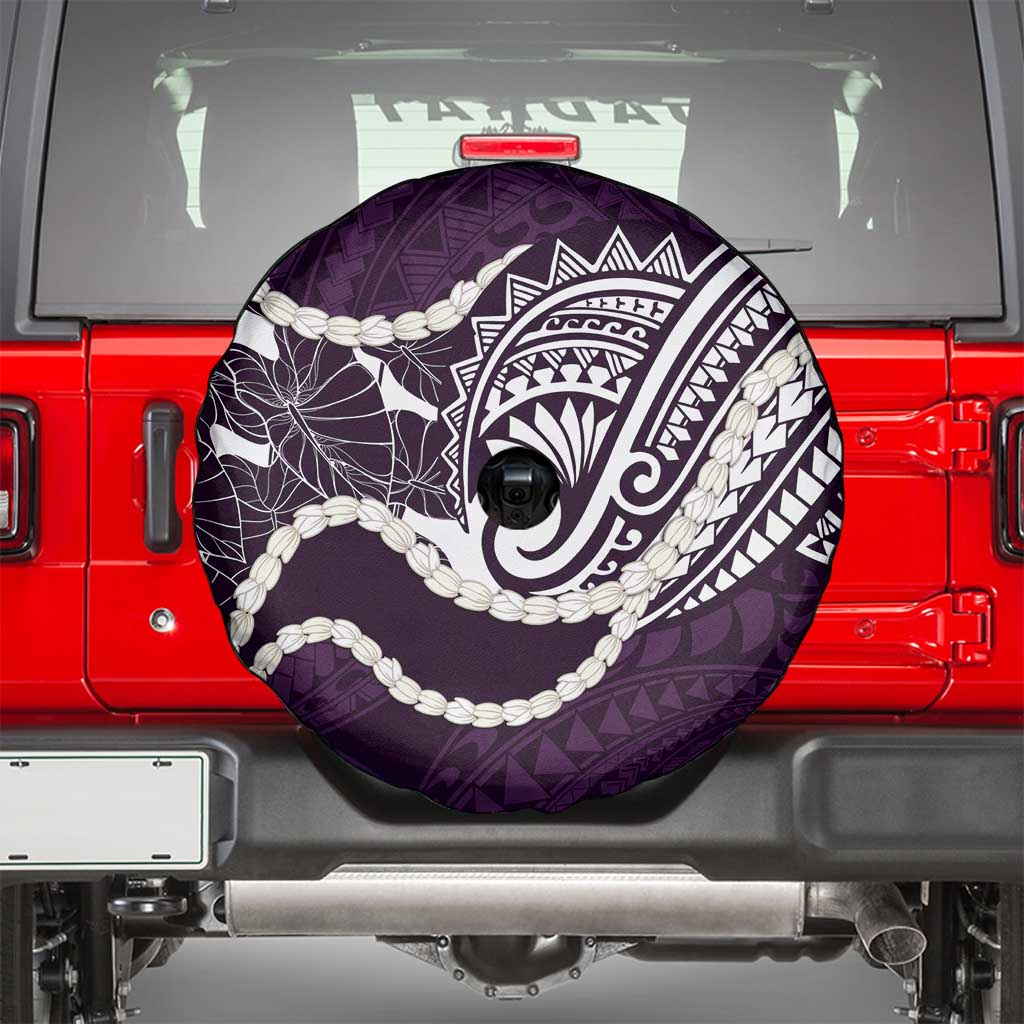 Aloha Hawaii Kalo Pikake Lei Spare Tire Cover Chest Tattoo Purple Hawaiian Pattern