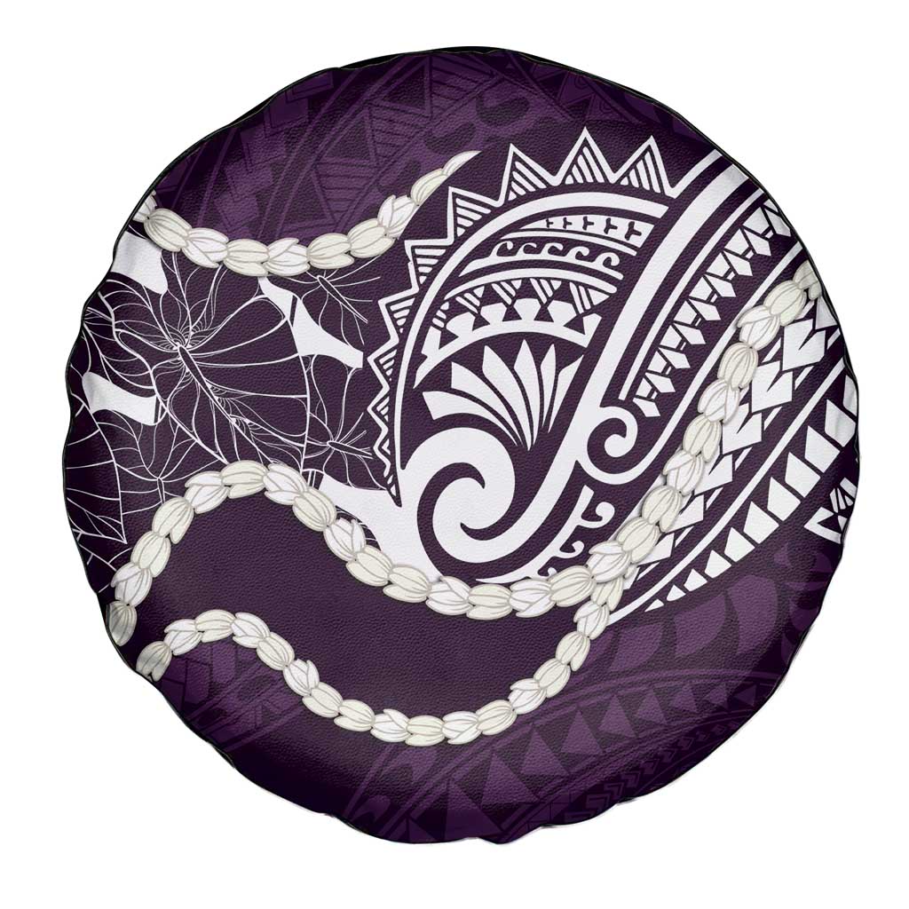 Aloha Hawaii Kalo Pikake Lei Spare Tire Cover Chest Tattoo Purple Hawaiian Pattern