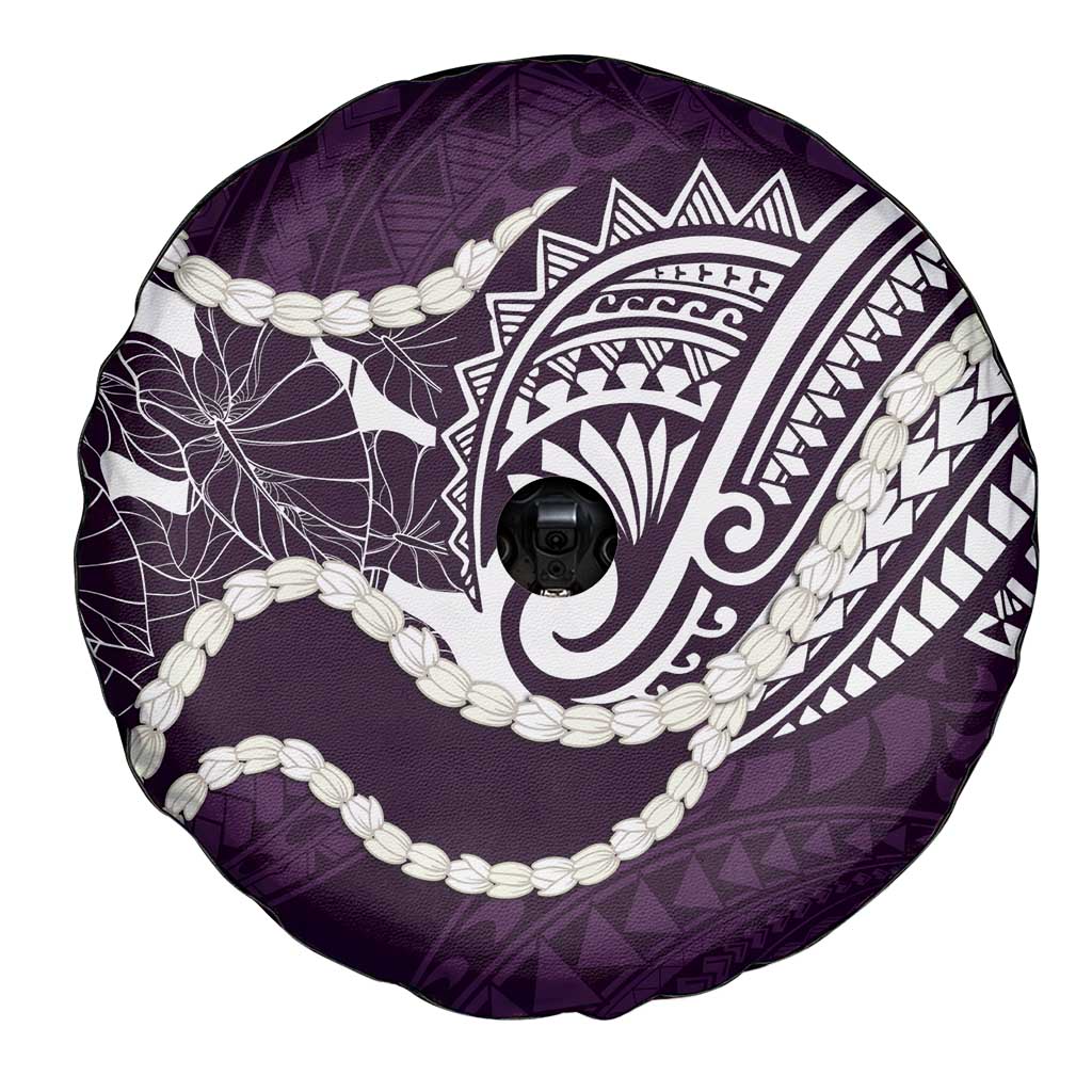 Aloha Hawaii Kalo Pikake Lei Spare Tire Cover Chest Tattoo Purple Hawaiian Pattern