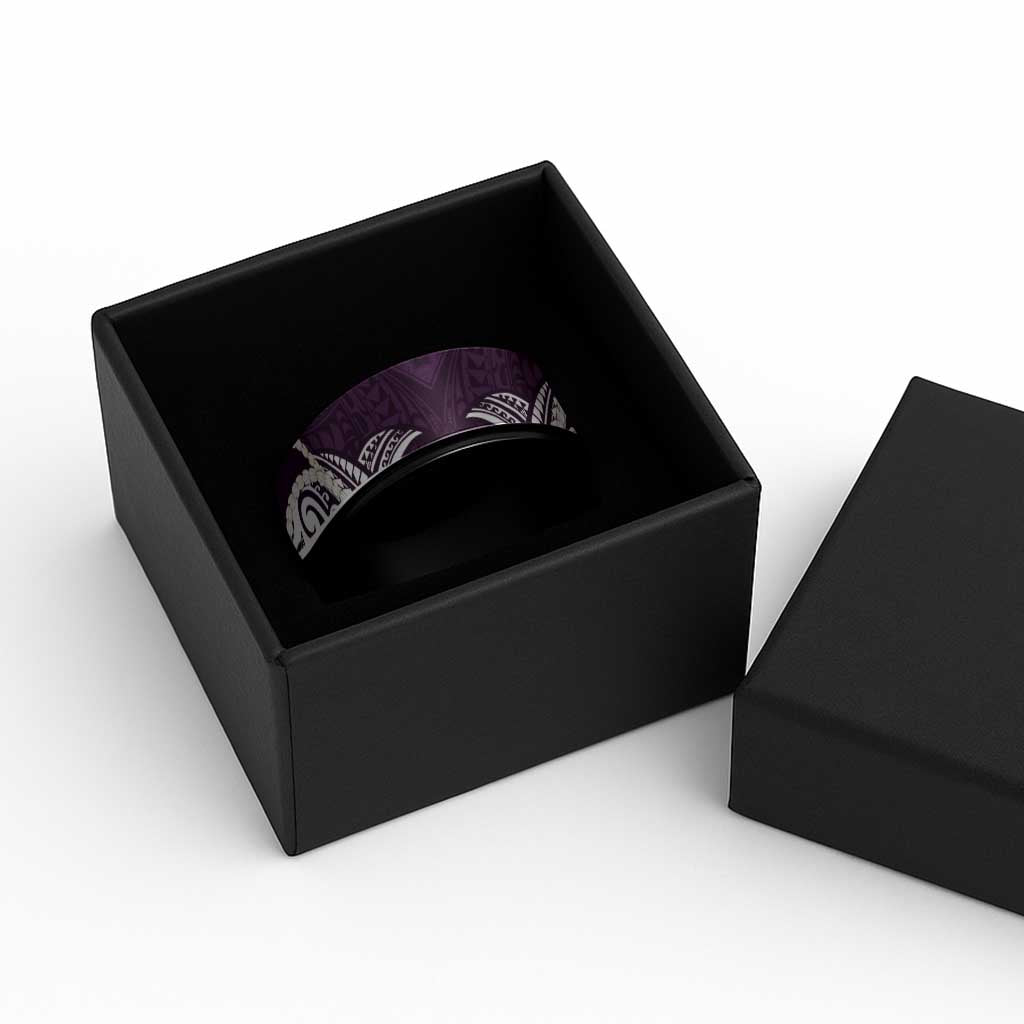 Aloha Hawaii Kalo Pikake Lei Spinner Ring Chest Tattoo Purple Hawaiian Pattern