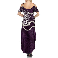 Aloha Hawaii Kalo Pikake Lei Summer Maxi Dress Chest Tattoo Purple Hawaiian Pattern